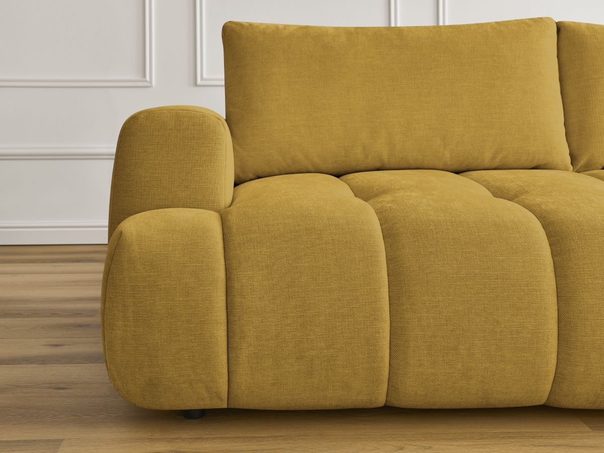 Canapé droit convertible 3 places FUJI  tissu lisse avec pouf