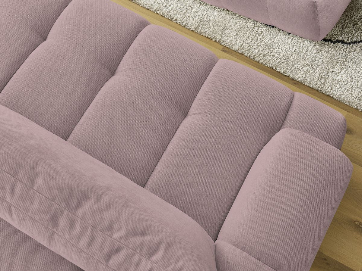 Canapé droit convertible 3 places FUJI  tissu lisse avec pouf
