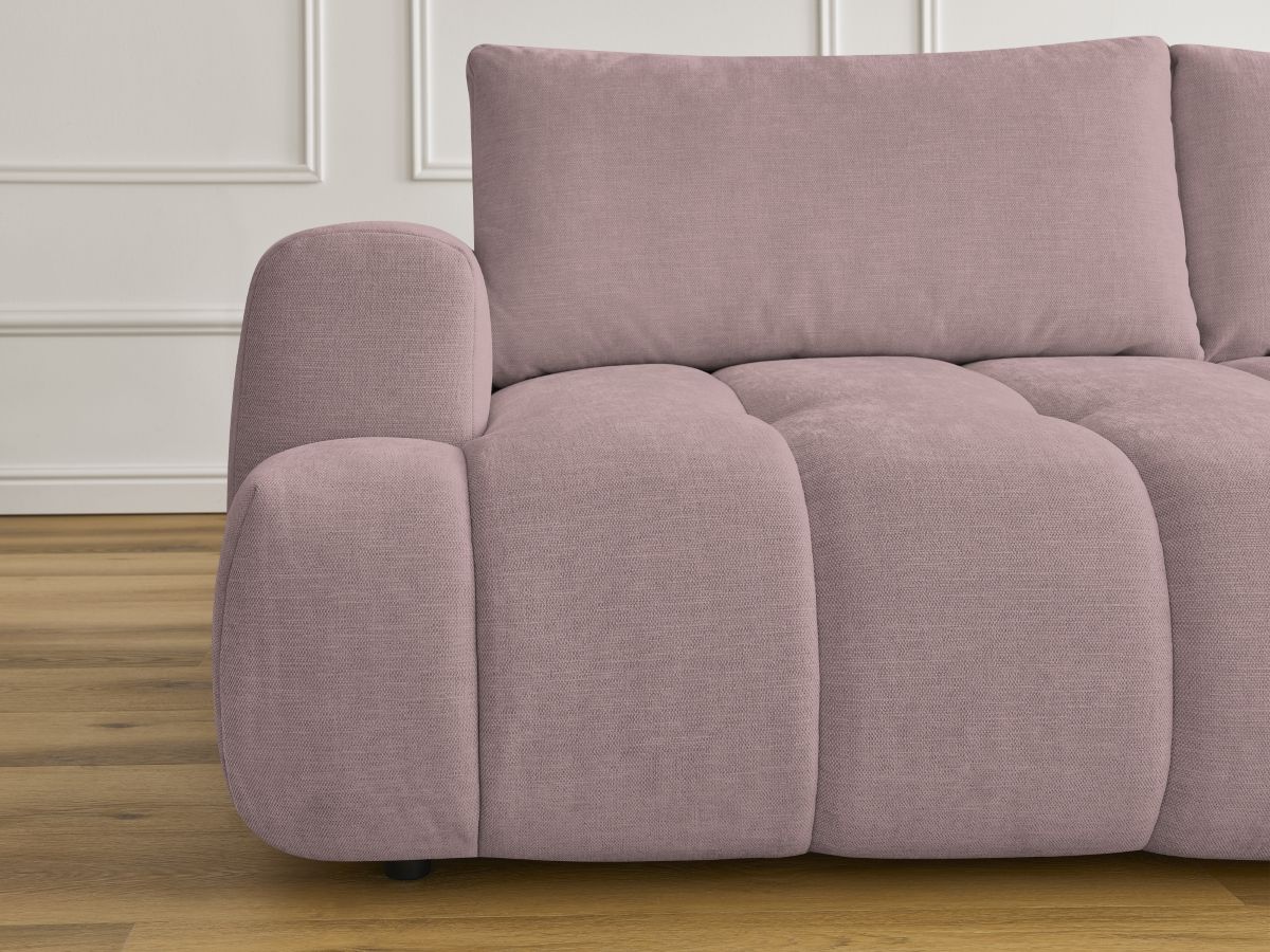 Canapé droit convertible 3 places FUJI  tissu lisse avec pouf