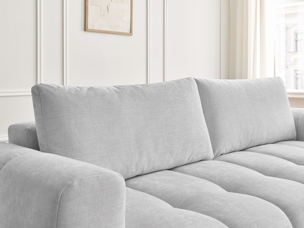 Canapé droit convertible 3 places FUJI  tissu lisse avec pouf