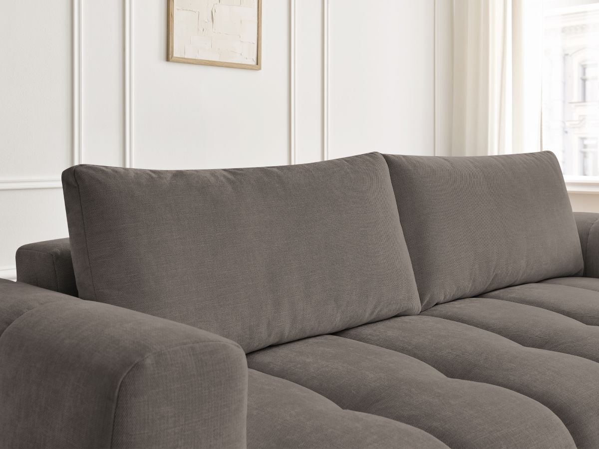 Canapé droit convertible 3 places FUJI  tissu lisse avec pouf