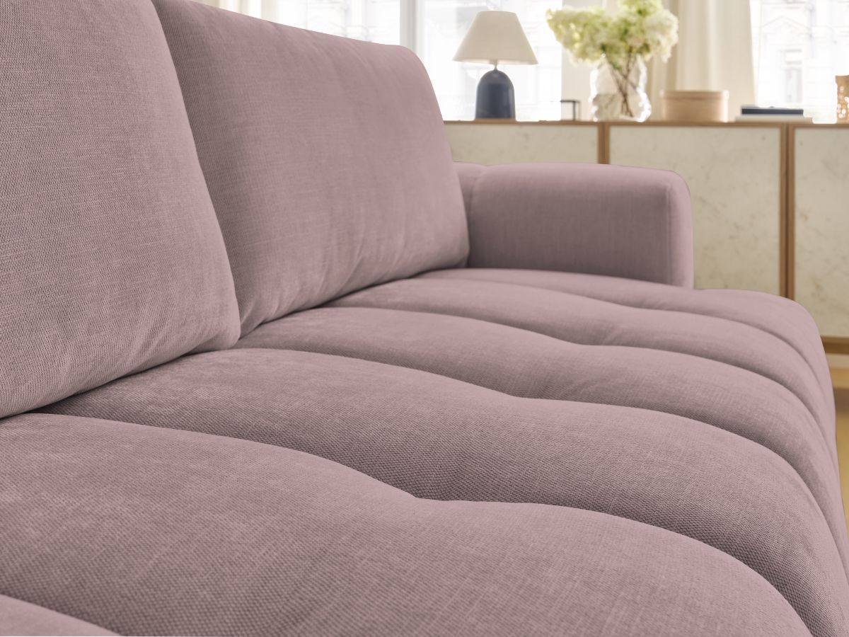 Canapé droit convertible 3 places FUJI  tissu lisse avec pouf