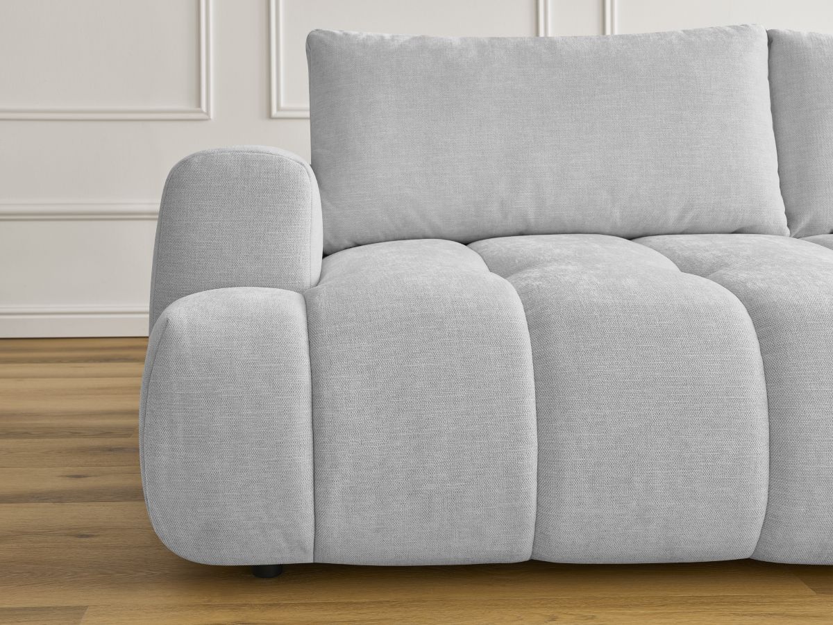 Canapé droit convertible 3 places FUJI  tissu lisse avec pouf