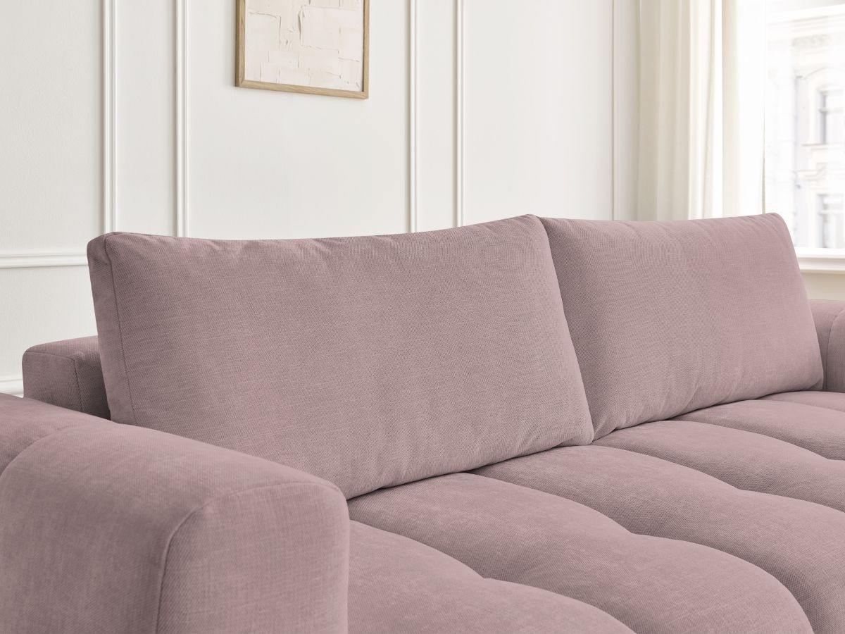 Canapé droit convertible 3 places FUJI  tissu lisse avec pouf