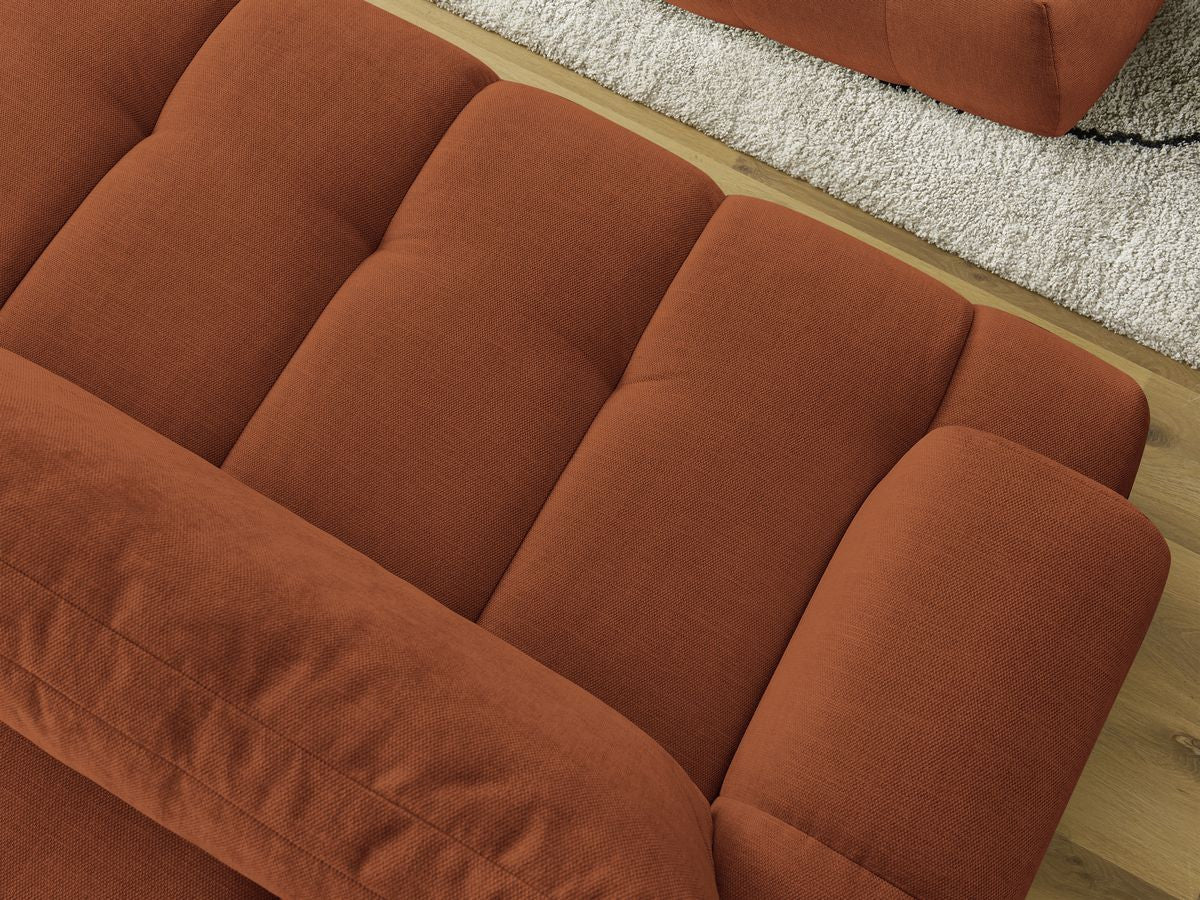 Canapé droit convertible 3 places FUJI  tissu lisse avec pouf