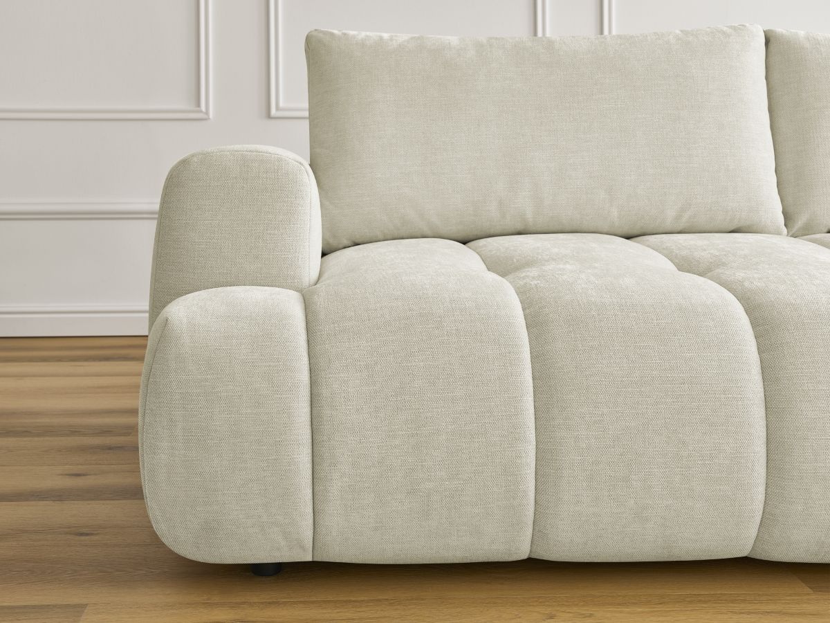 Canapé droit convertible 3 places FUJI  tissu lisse avec pouf