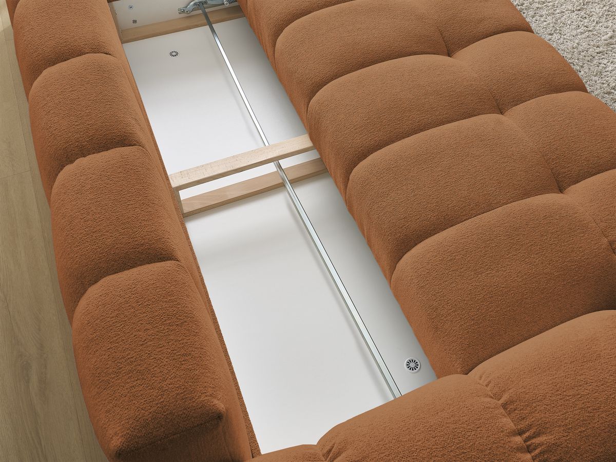 Canapé droit convertible coffre EVEREST tissu chiné - 5 coussins