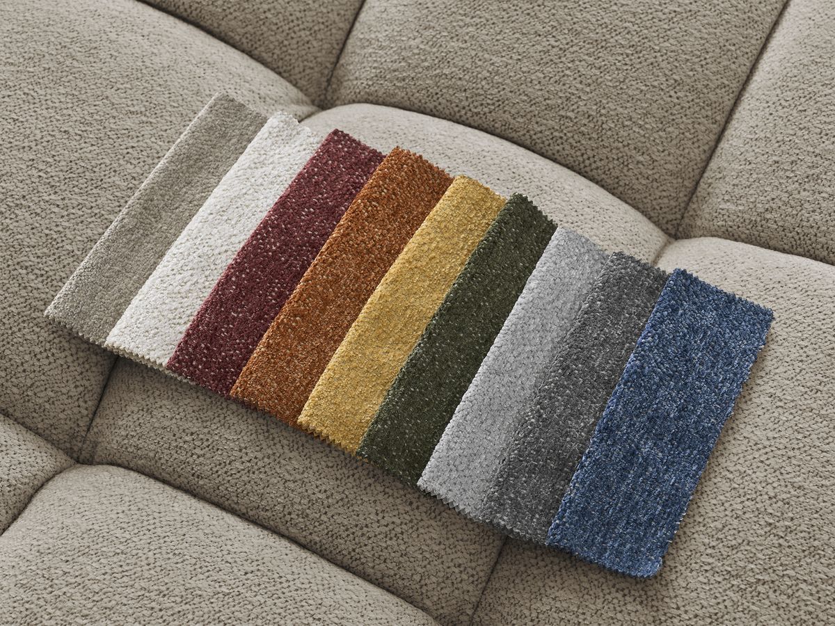 Canapé droit convertible coffre EVEREST tissu chiné - 2 coussins