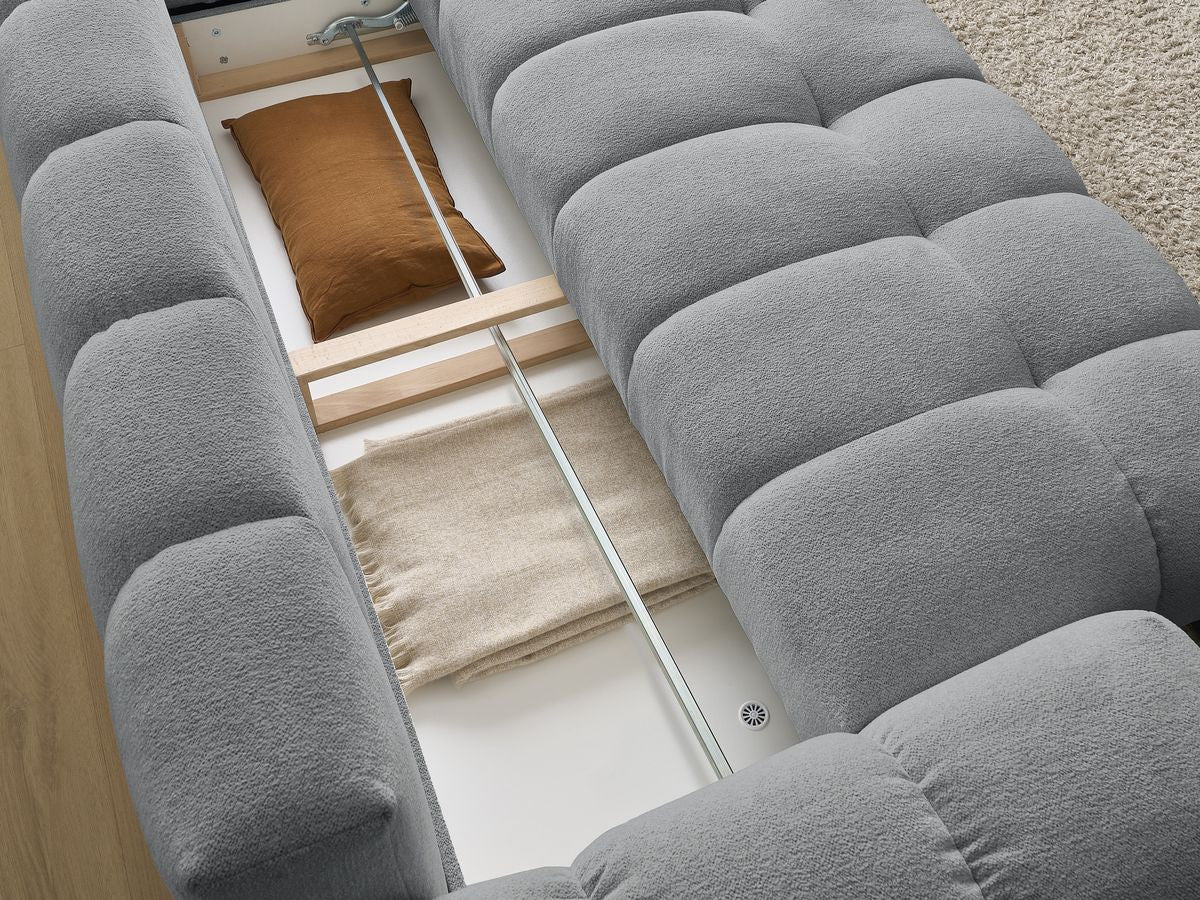 Canapé droit convertible coffre EVEREST tissu chiné - 5 coussins