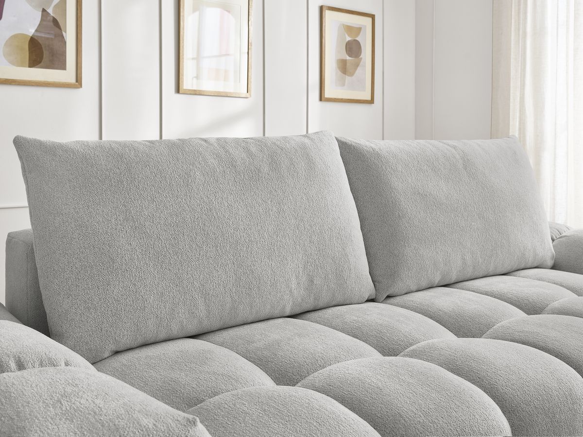 Canapé droit convertible coffre EVEREST tissu chiné - 2 coussins