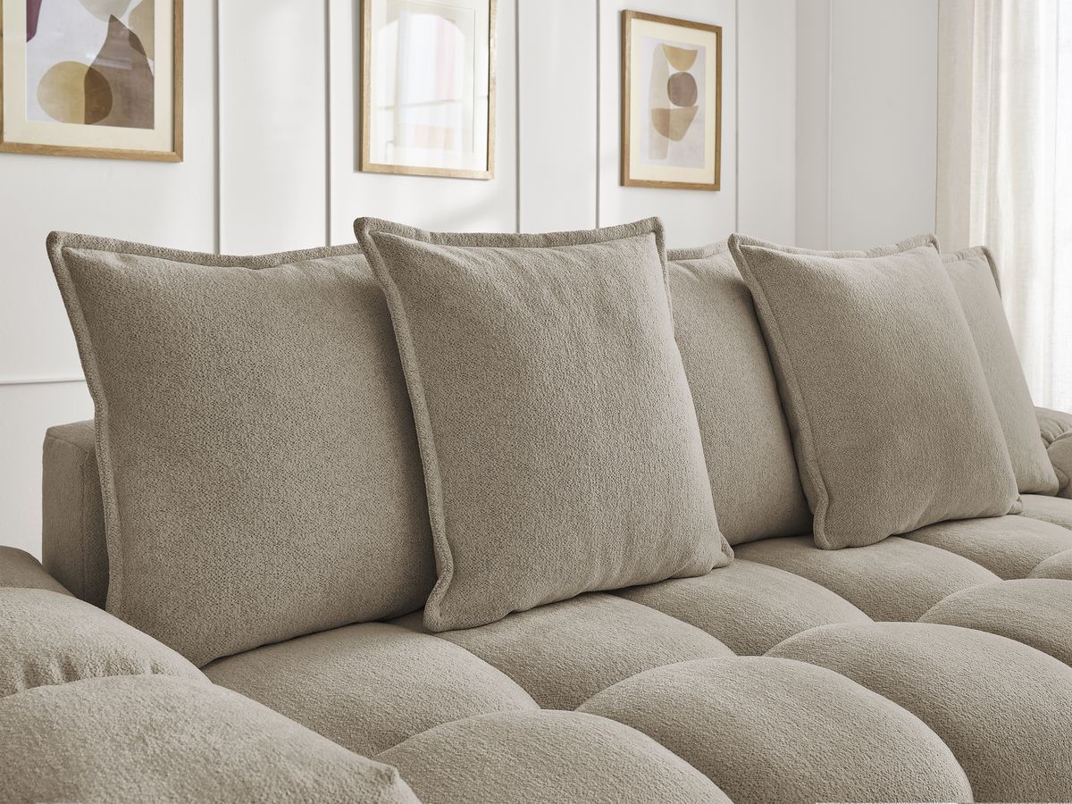 Canapé droit convertible coffre EVEREST tissu chiné - 5 coussins