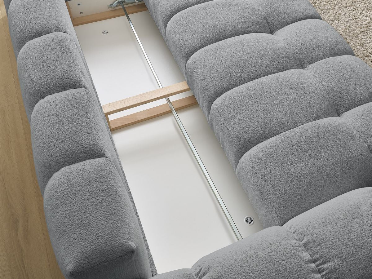 Canapé droit convertible coffre EVEREST tissu chiné - 5 coussins