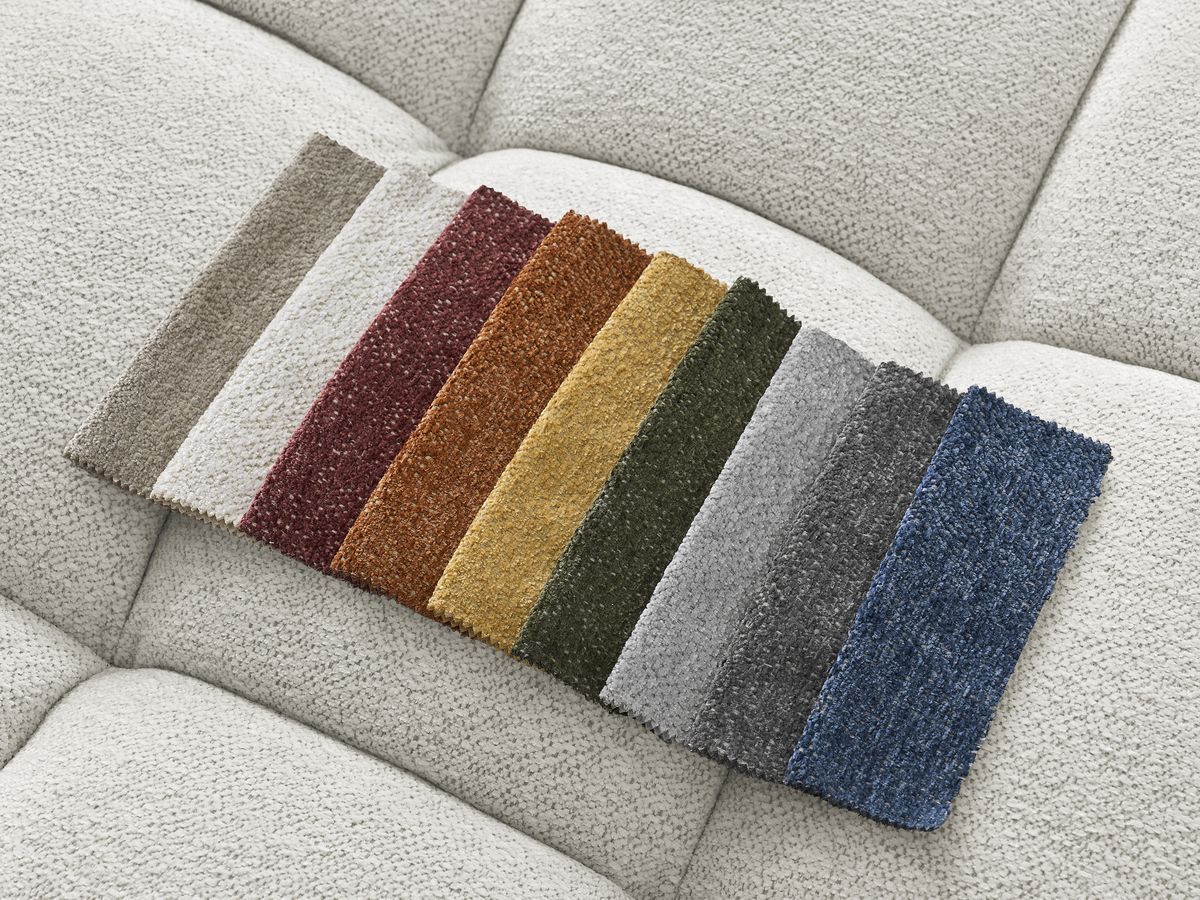 Canapé droit convertible coffre EVEREST tissu chiné - 2 coussins