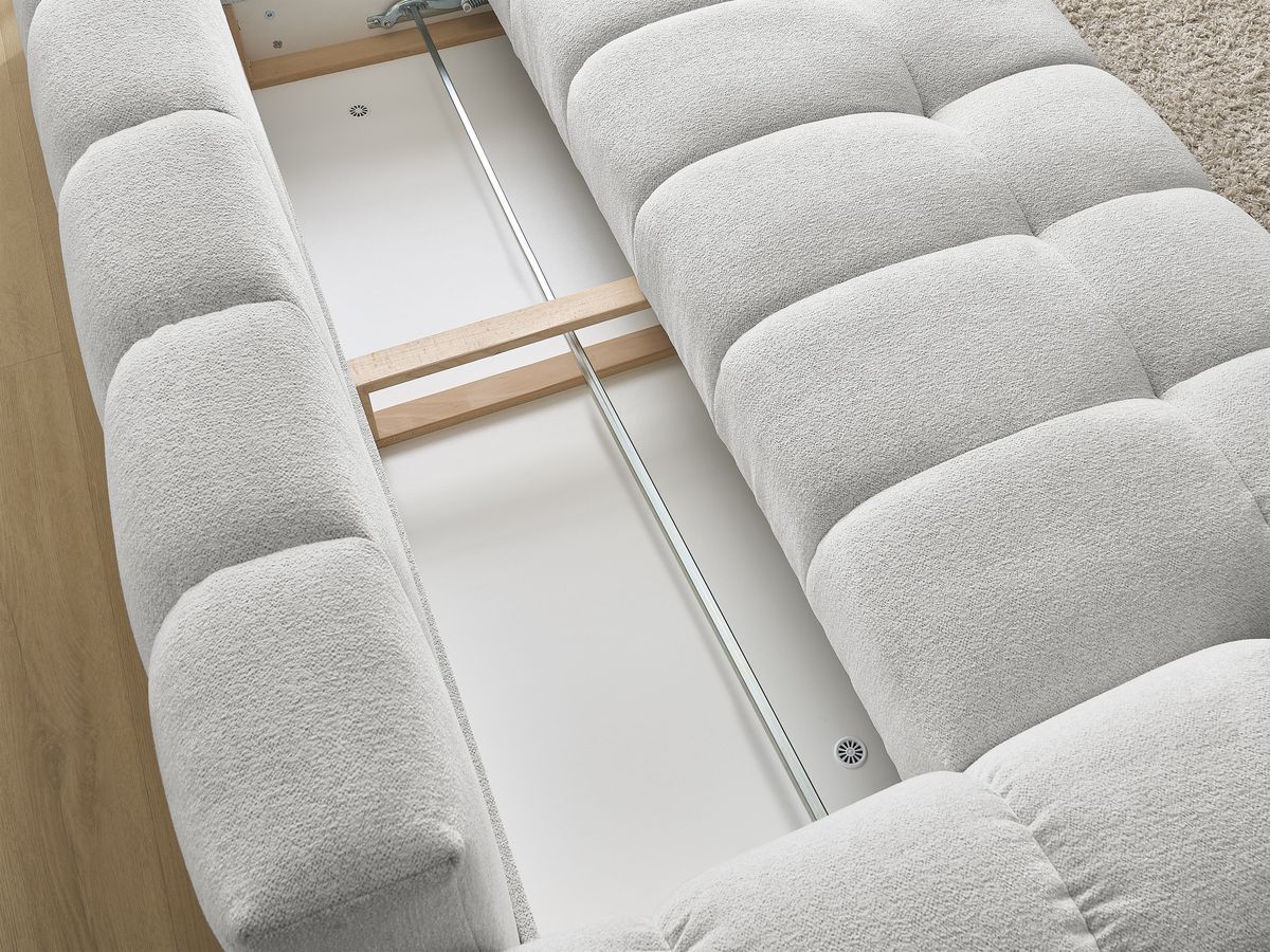 Canapé droit convertible coffre EVEREST tissu chiné - 2 coussins