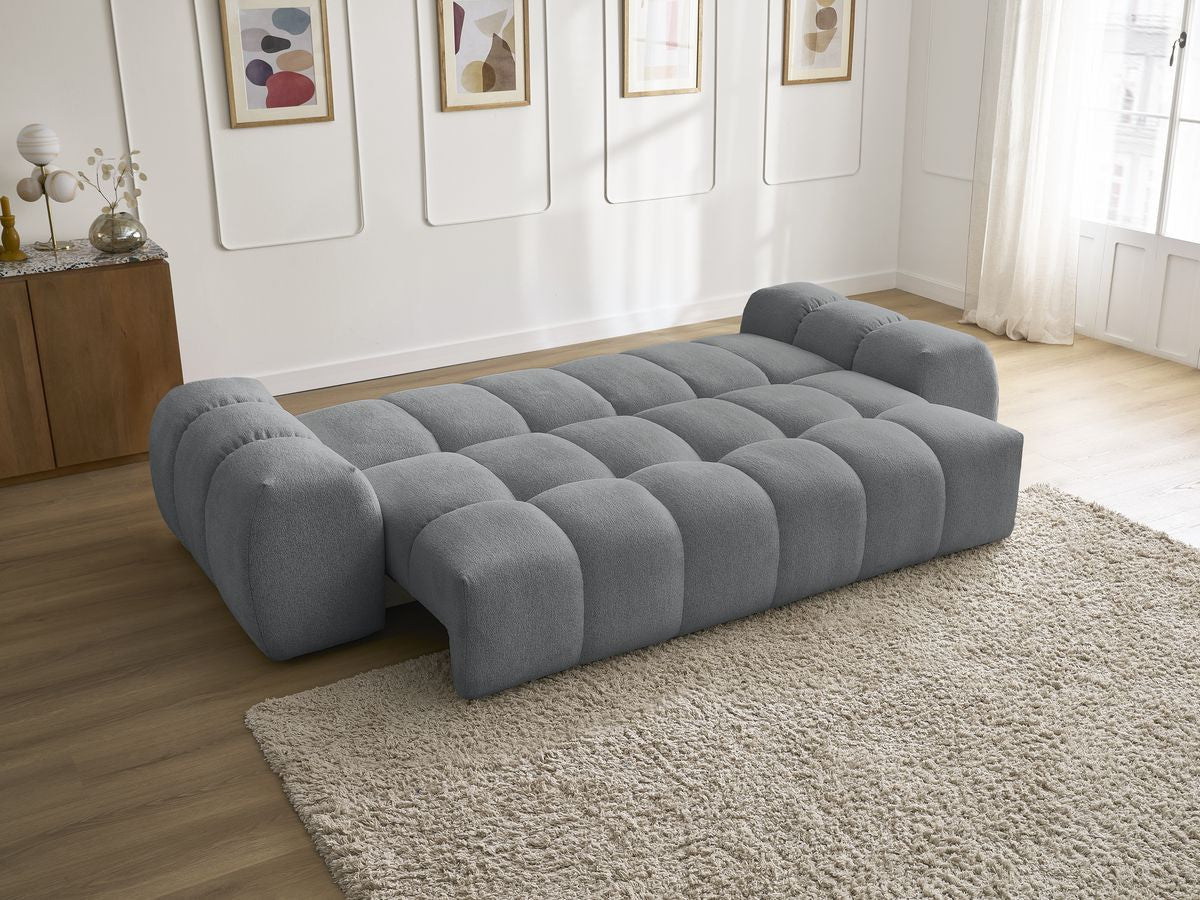 Canapé droit convertible coffre EVEREST tissu chiné - 5 coussins