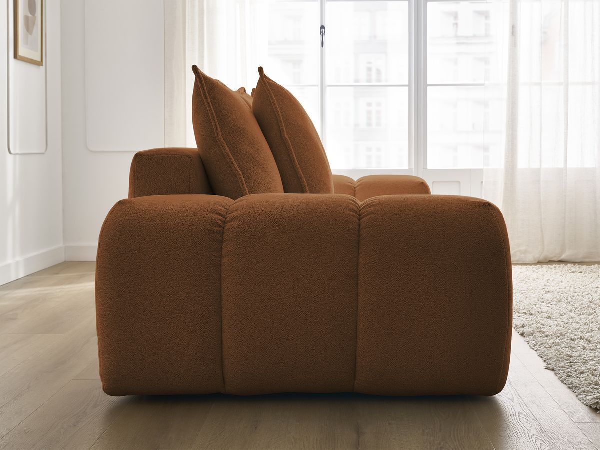 Canapé droit convertible coffre EVEREST tissu chiné - 5 coussins