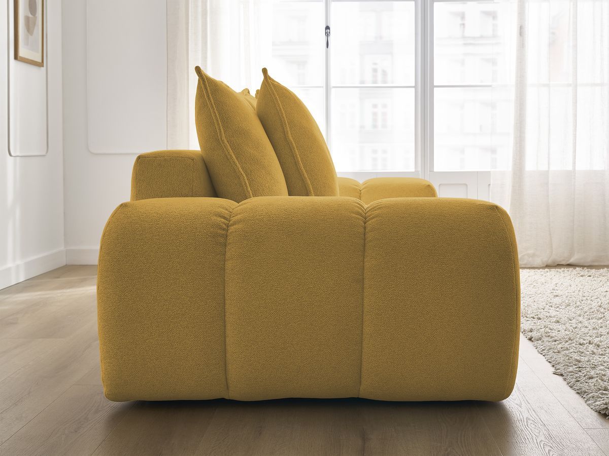 Canapé droit convertible coffre EVEREST tissu chiné - 5 coussins