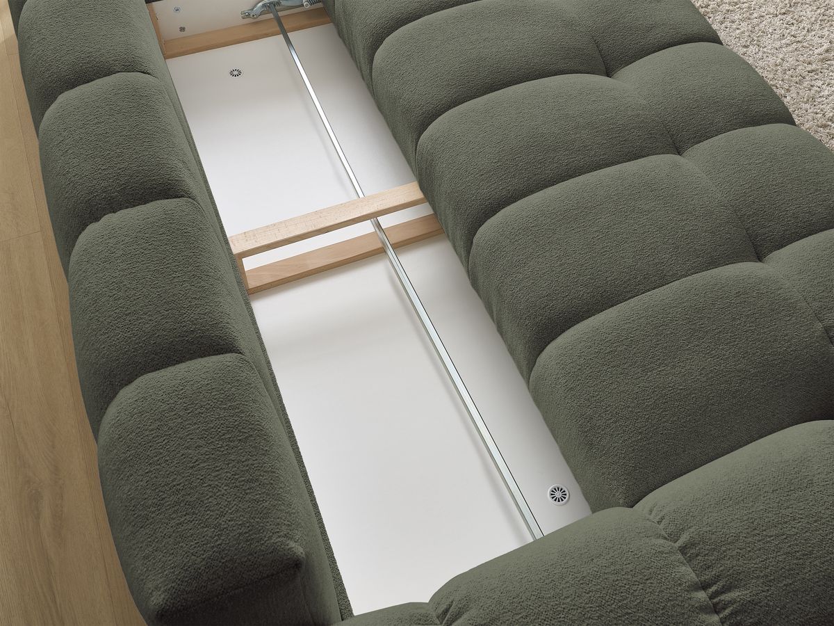 Canapé droit convertible coffre EVEREST tissu chiné - 5 coussins