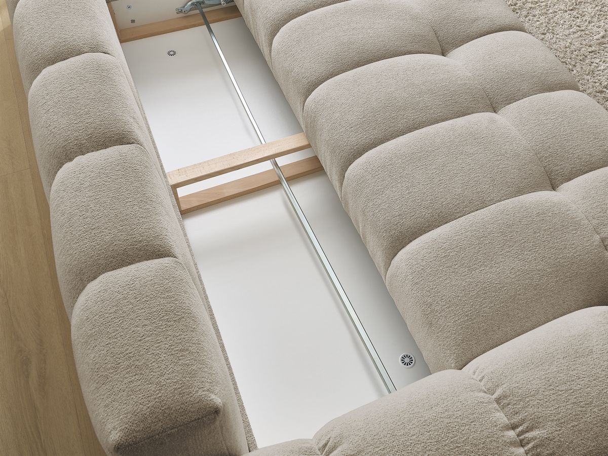 Canapé droit convertible coffre EVEREST tissu chiné - 2 coussins