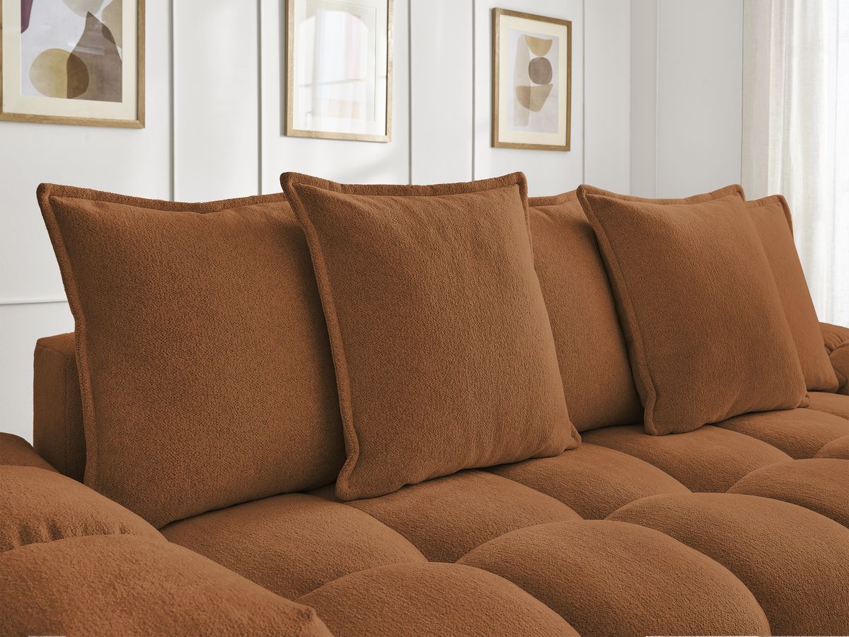 Canapé droit convertible coffre EVEREST tissu chiné - 5 coussins