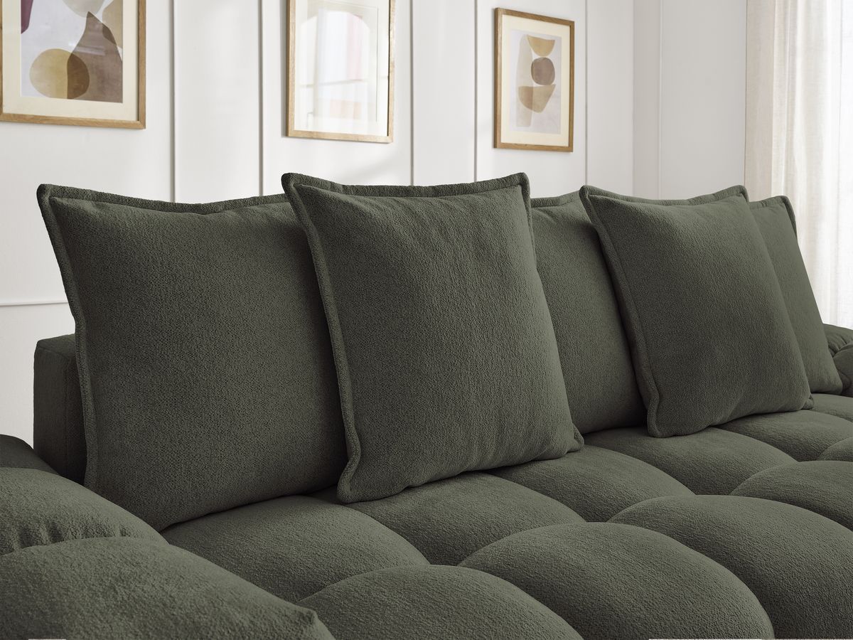 Canapé droit convertible coffre EVEREST tissu chiné - 5 coussins