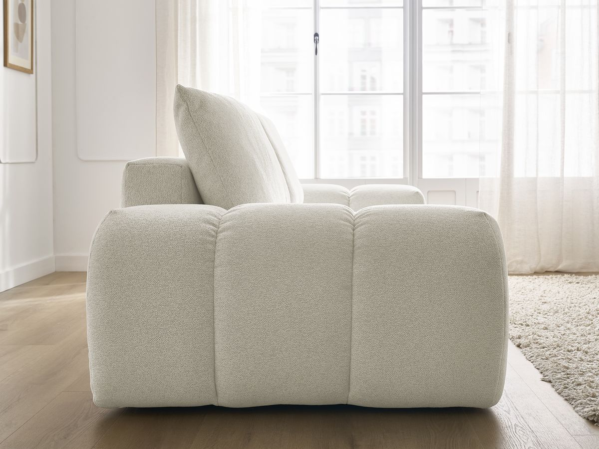 Canapé droit convertible coffre EVEREST tissu chiné - 2 coussins