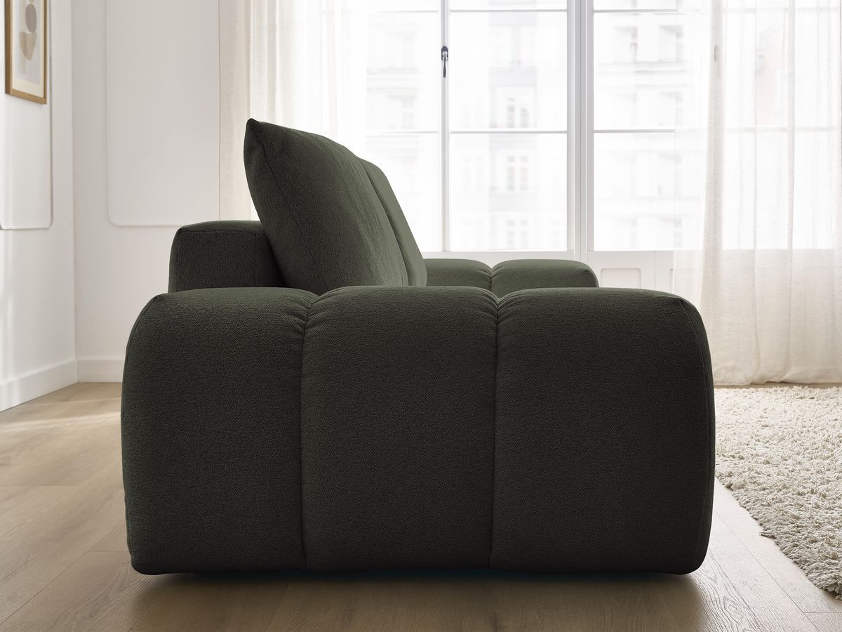Canapé droit convertible coffre EVEREST tissu chiné - 2 coussins