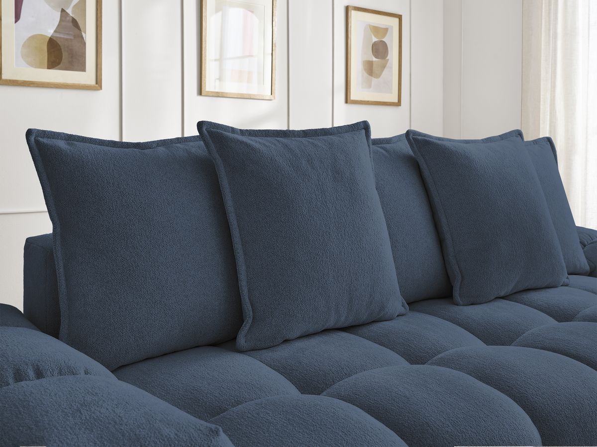Canapé droit convertible coffre EVEREST tissu chiné - 5 coussins
