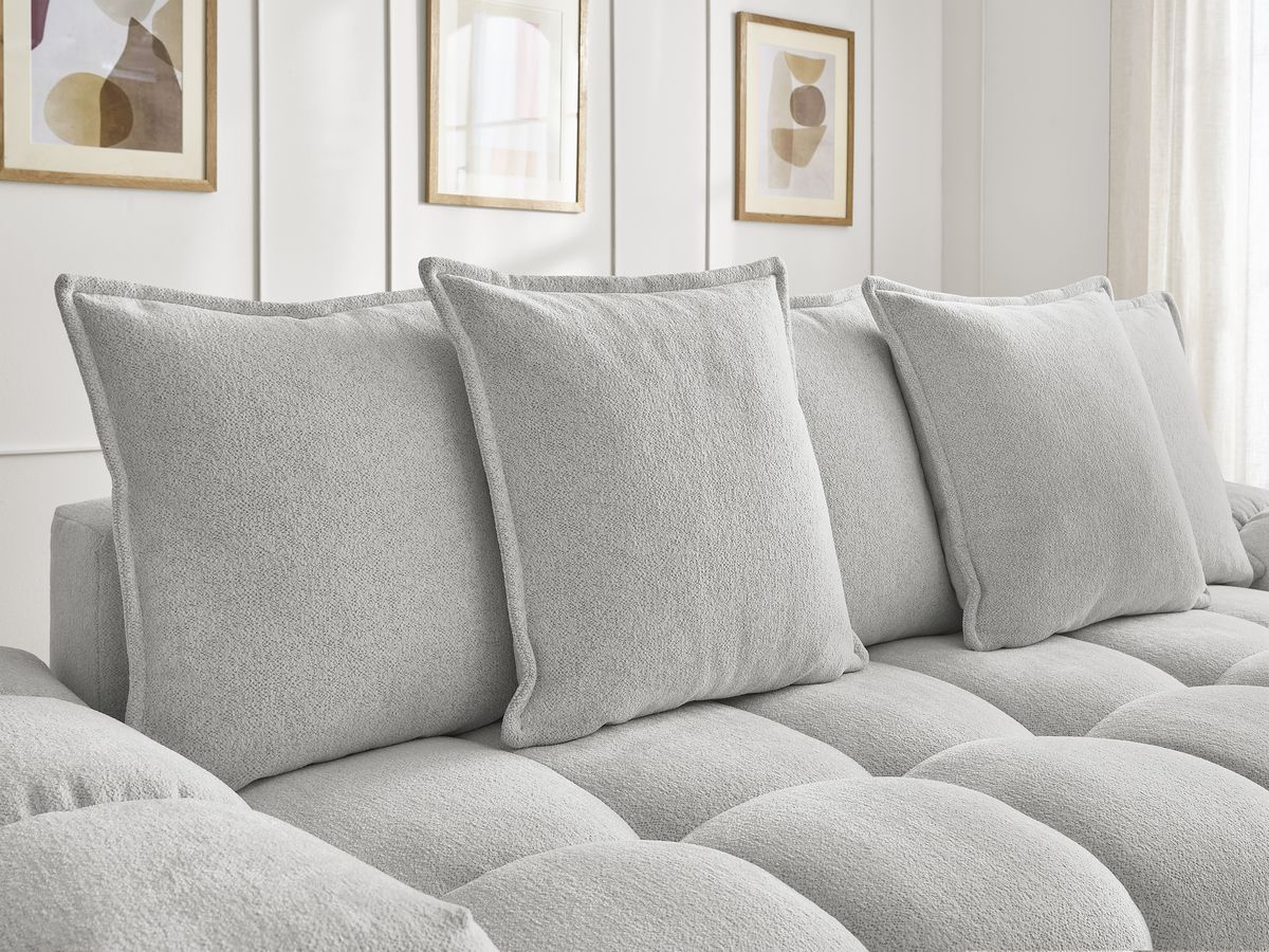 Canapé droit convertible coffre EVEREST tissu chiné - 5 coussins