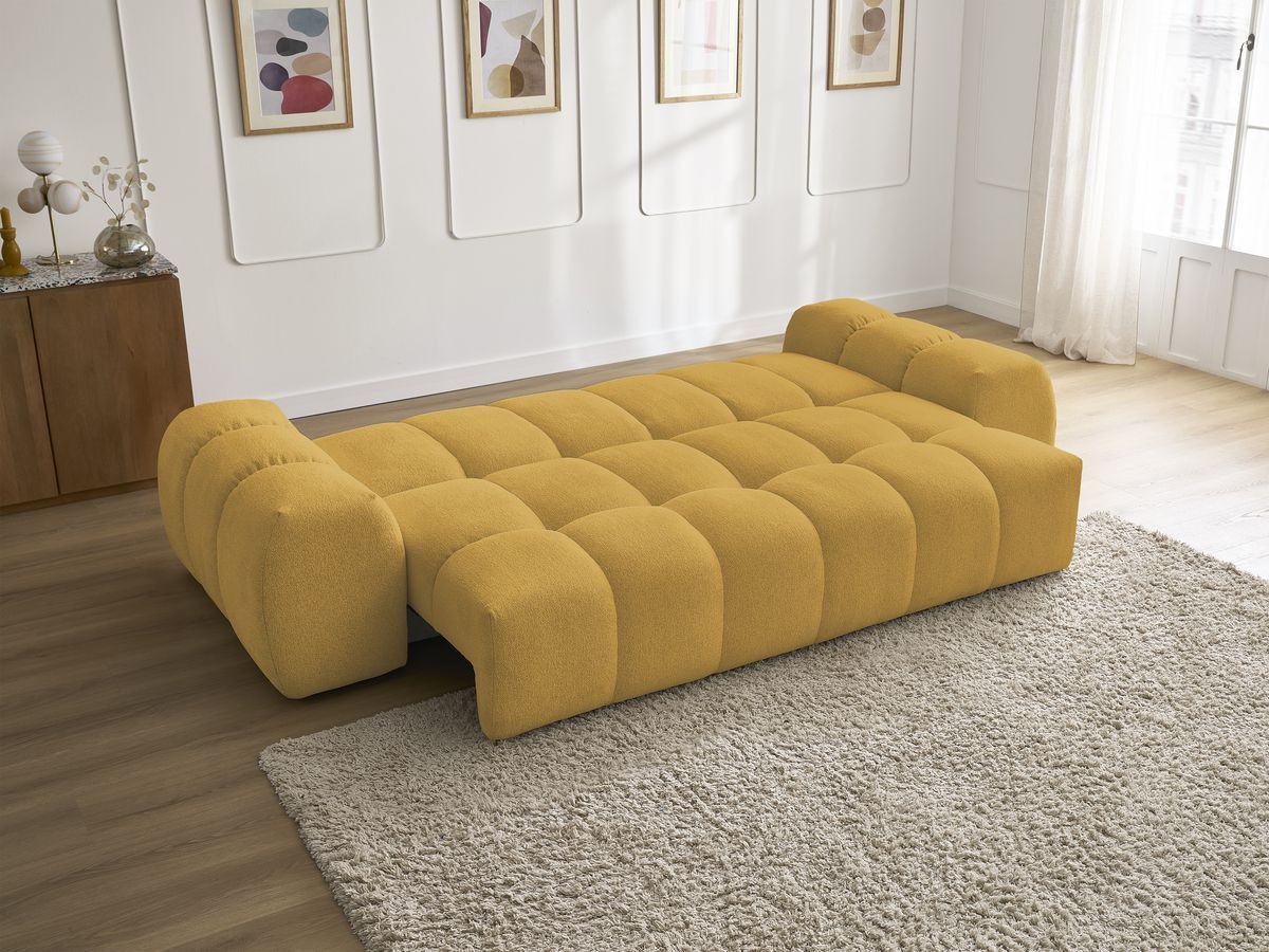 Canapé droit convertible coffre EVEREST tissu chiné - 2 coussins