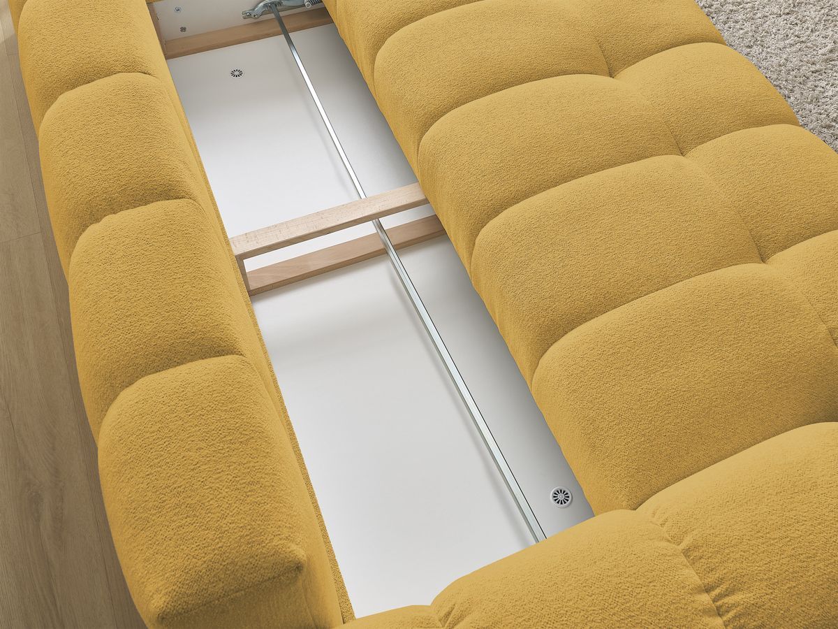Canapé droit convertible coffre EVEREST tissu chiné - 5 coussins