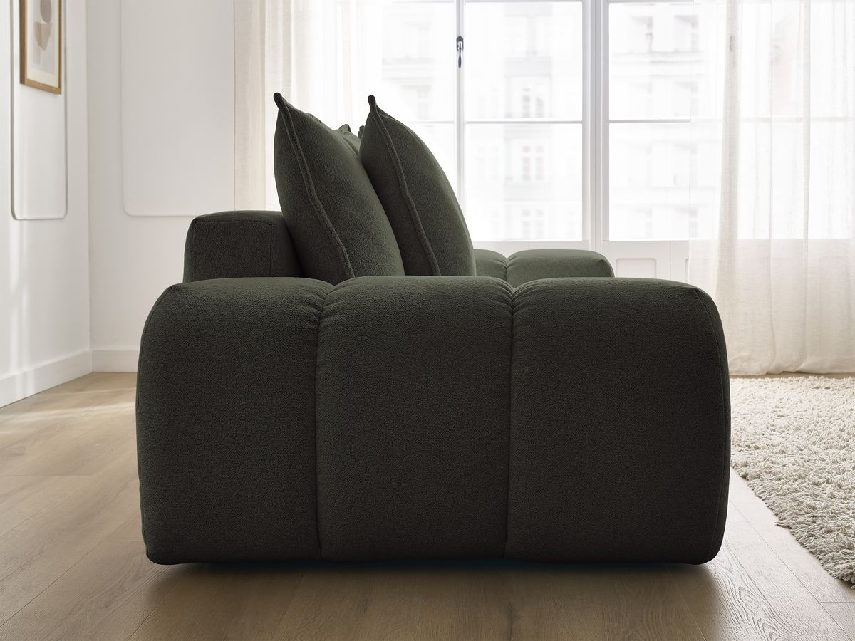 Canapé droit convertible coffre EVEREST tissu chiné - 5 coussins