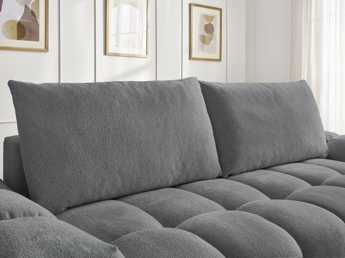 Canapé droit convertible coffre EVEREST tissu chiné - 2 coussins