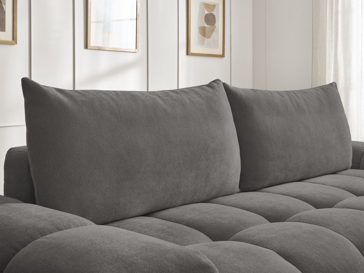 Canapé droit convertible coffre EVEREST tissu texturé - 2 coussins