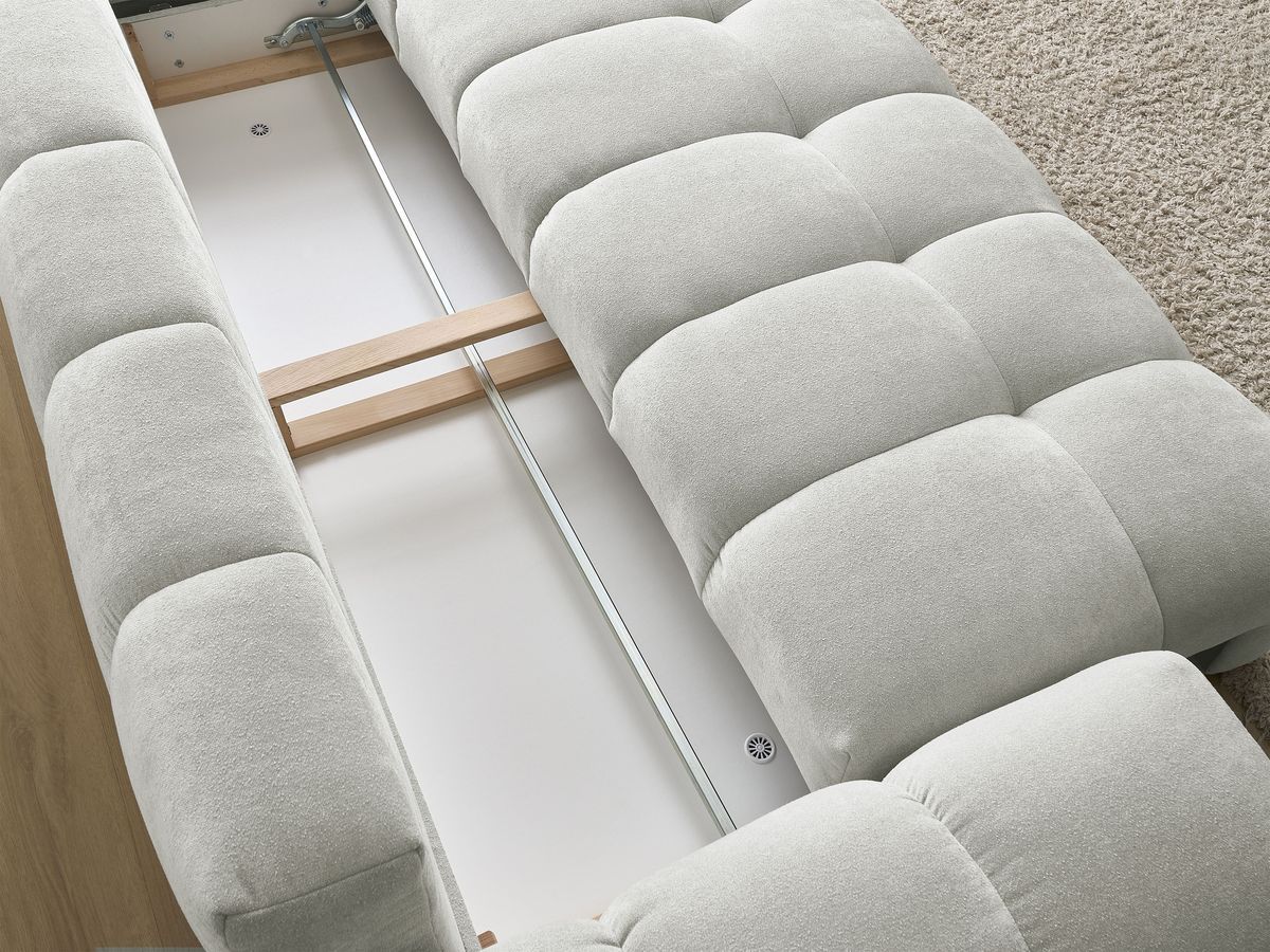 Canapé droit convertible coffre EVEREST tissu texturé - 5 coussins