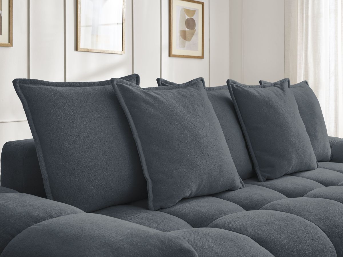 Canapé droit convertible coffre EVEREST tissu texturé - 5 coussins