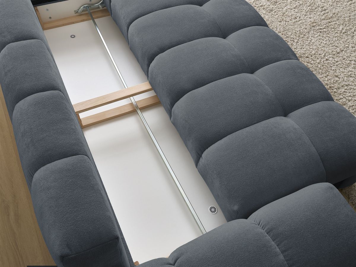 Canapé droit convertible coffre EVEREST tissu texturé - 5 coussins