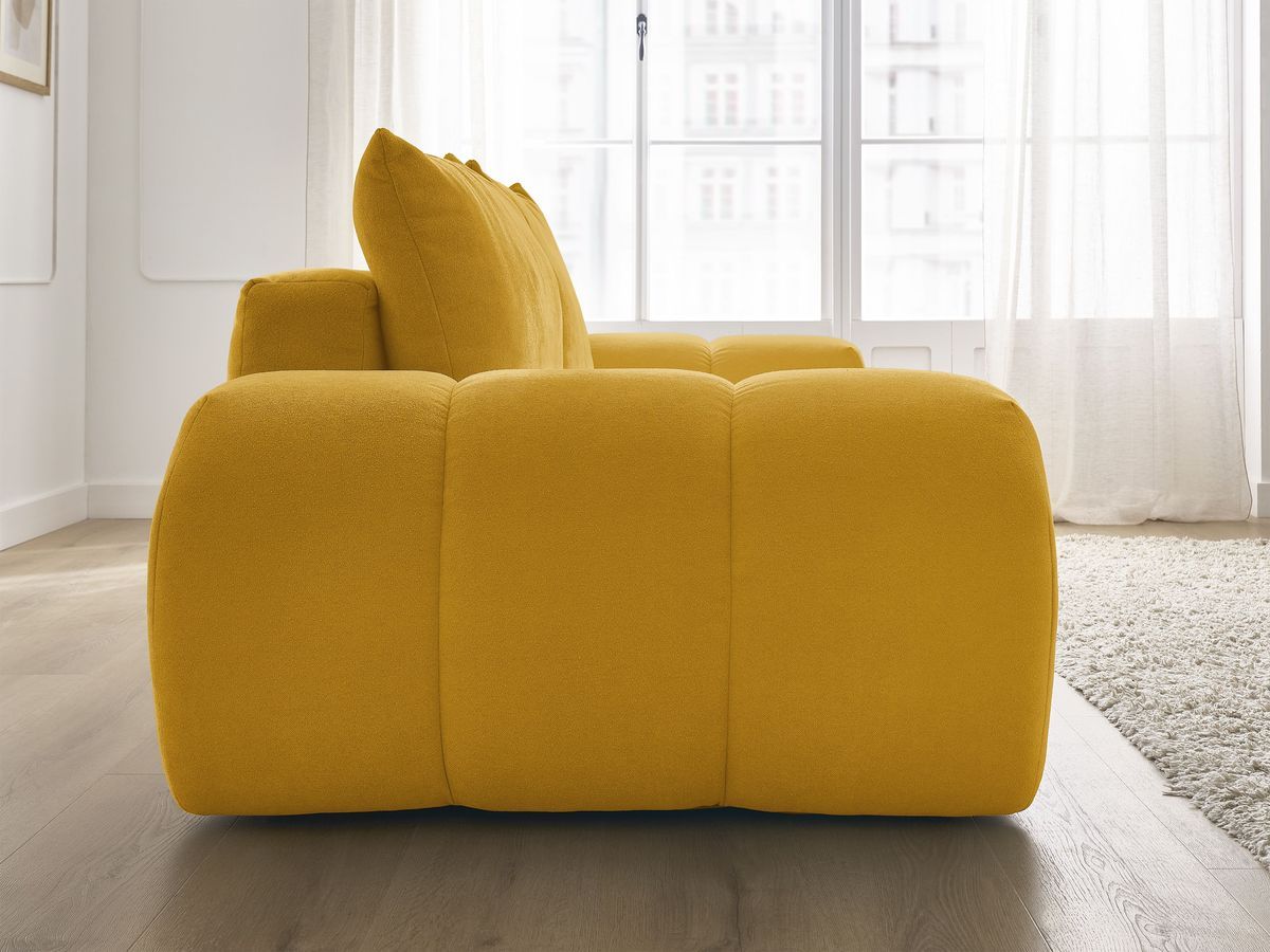 Canapé droit convertible coffre EVEREST tissu texturé - 2 coussins