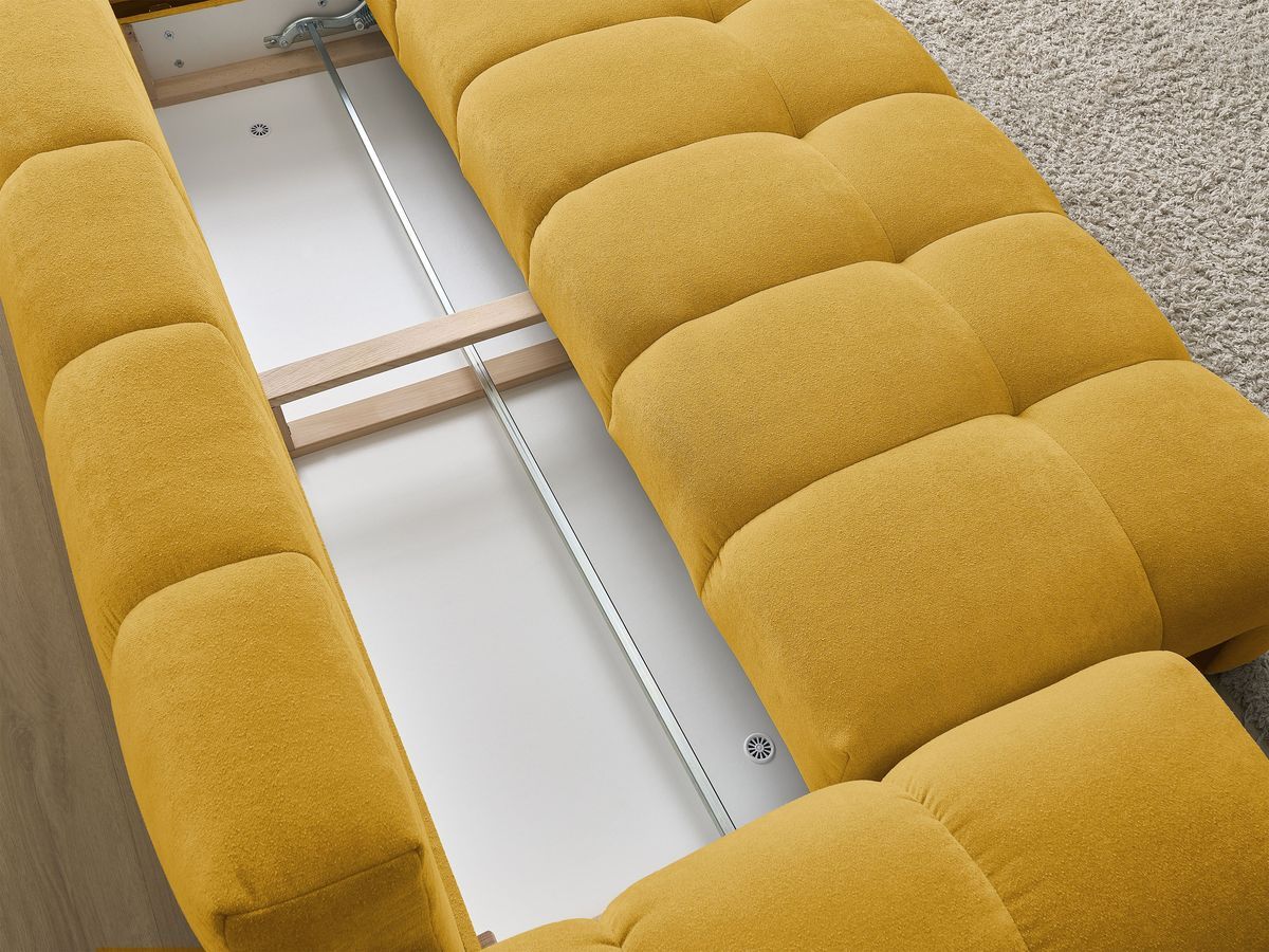 Canapé droit convertible coffre EVEREST tissu texturé - 5 coussins