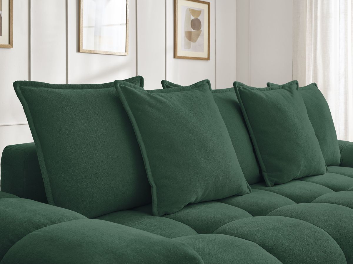 Canapé droit convertible coffre EVEREST tissu texturé - 5 coussins