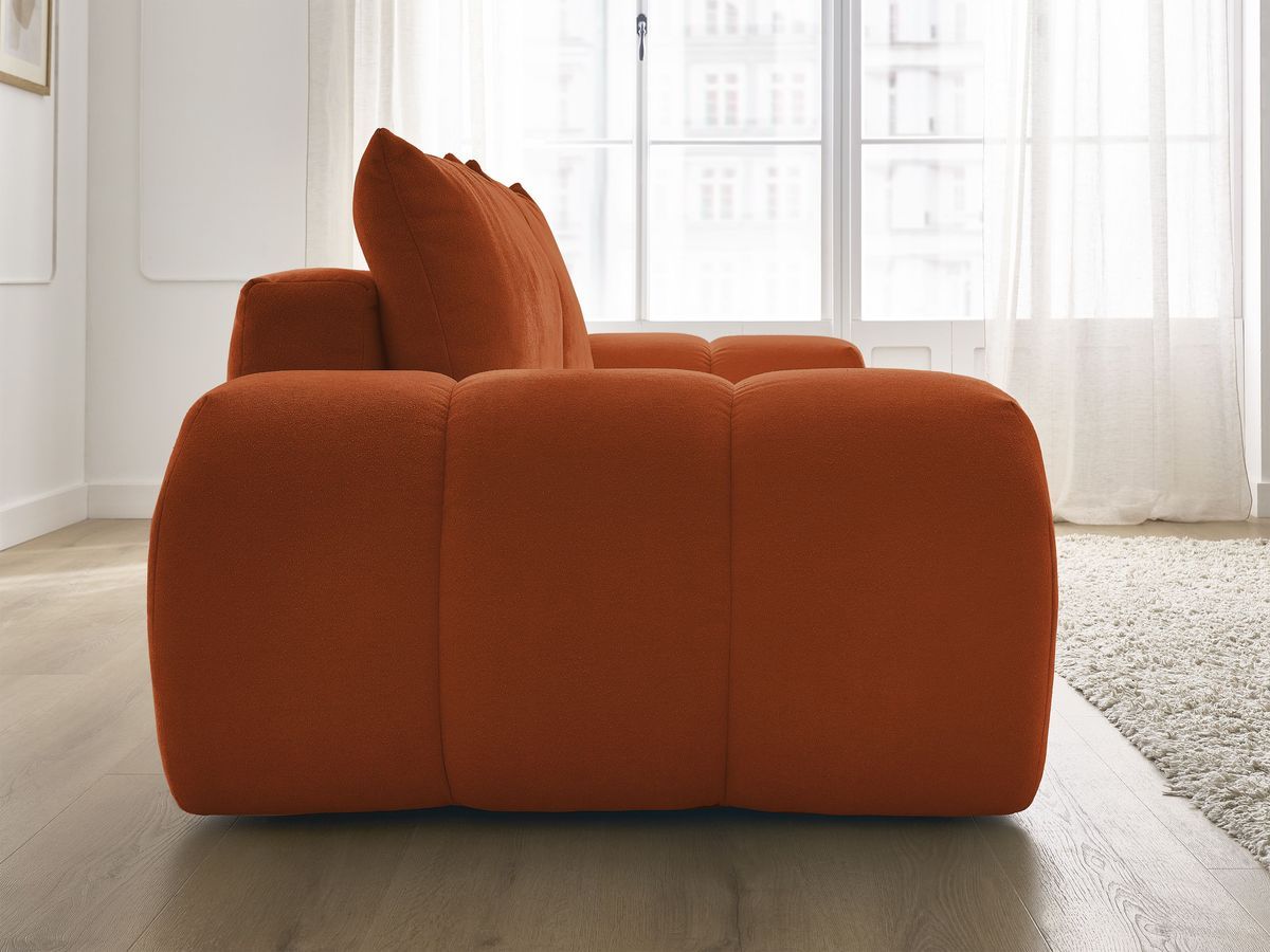 Canapé droit convertible coffre EVEREST tissu texturé - 2 coussins