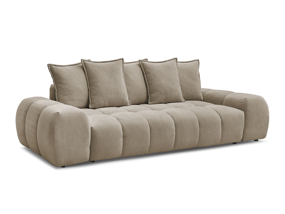 Canapé droit convertible coffre EVEREST tissu texturé - 5 coussins