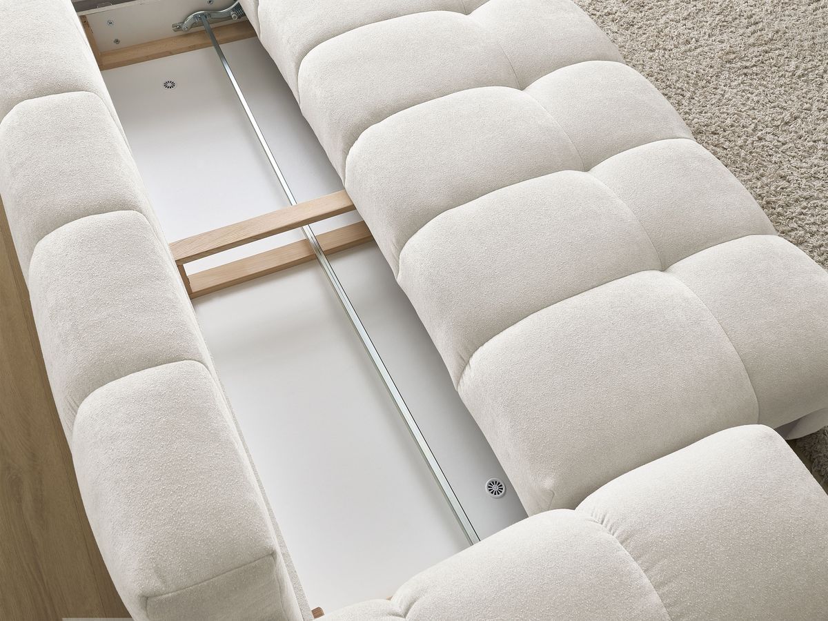 Canapé droit convertible coffre EVEREST tissu texturé - 5 coussins