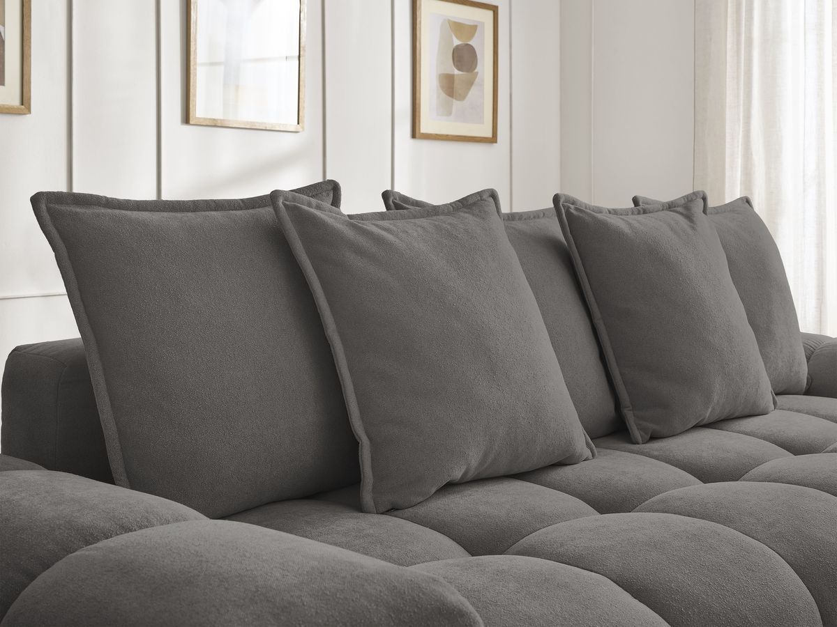Canapé droit convertible coffre EVEREST tissu texturé - 5 coussins