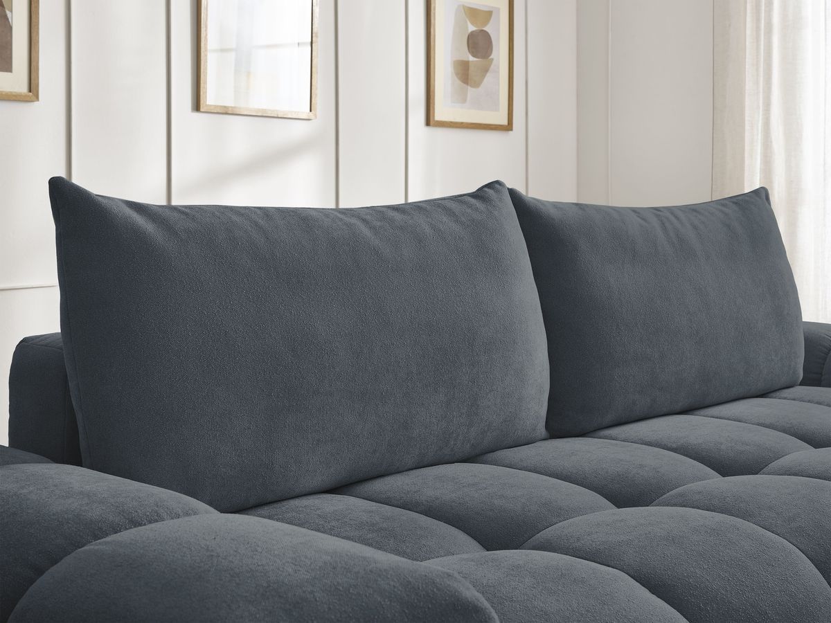 Canapé droit convertible coffre EVEREST tissu texturé - 2 coussins