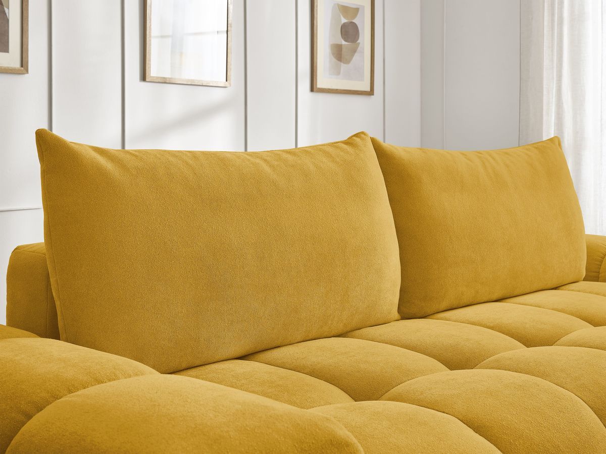 Canapé droit convertible coffre EVEREST tissu texturé - 2 coussins