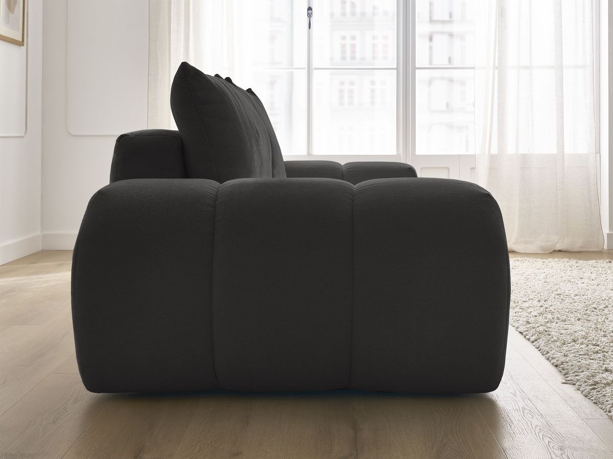 Canapé droit convertible coffre EVEREST tissu texturé - 2 coussins