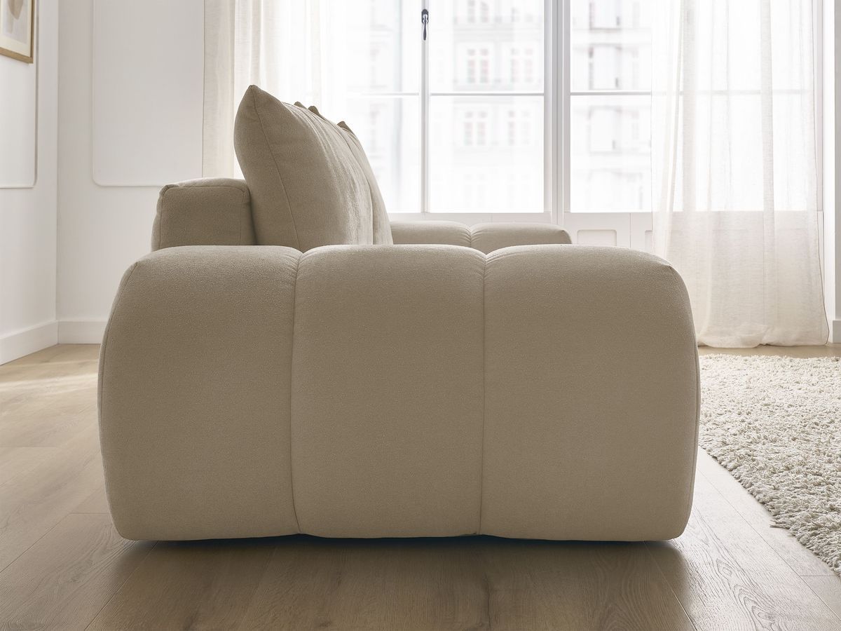 Canapé droit convertible coffre EVEREST tissu texturé - 2 coussins