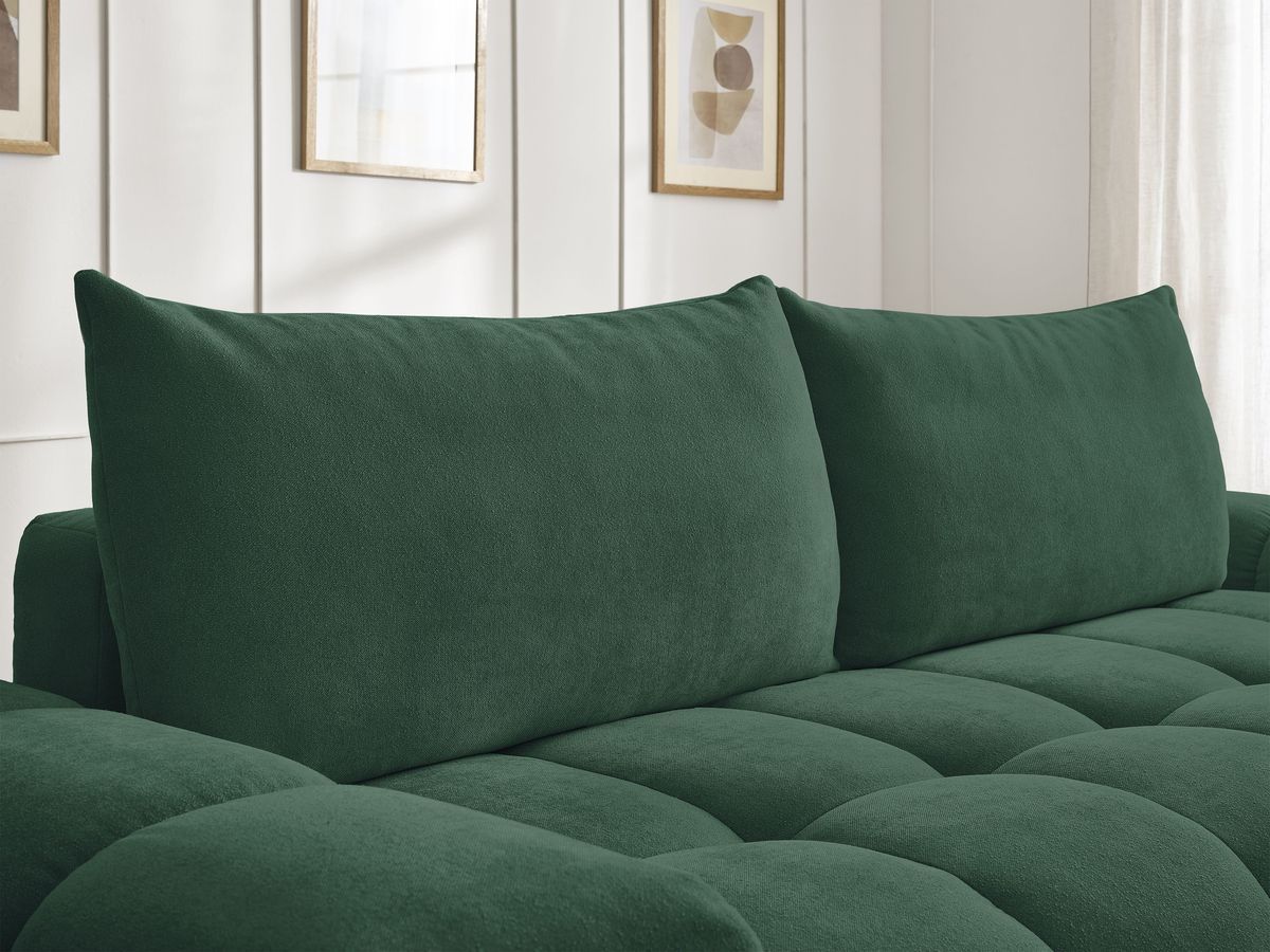 Canapé droit convertible coffre EVEREST tissu texturé - 2 coussins