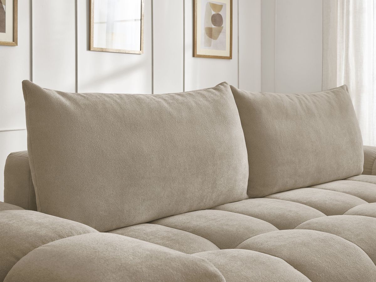 Canapé droit convertible coffre EVEREST tissu texturé - 2 coussins